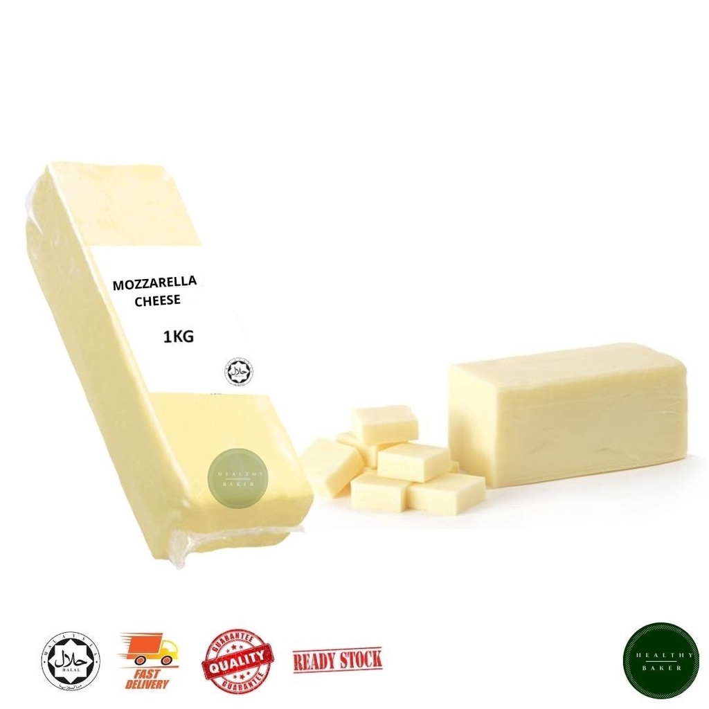 READY STOCK MOZZARELLA CHEESE BLOCK 1KG / 2.5KG / HALAL / MOZZARELLA