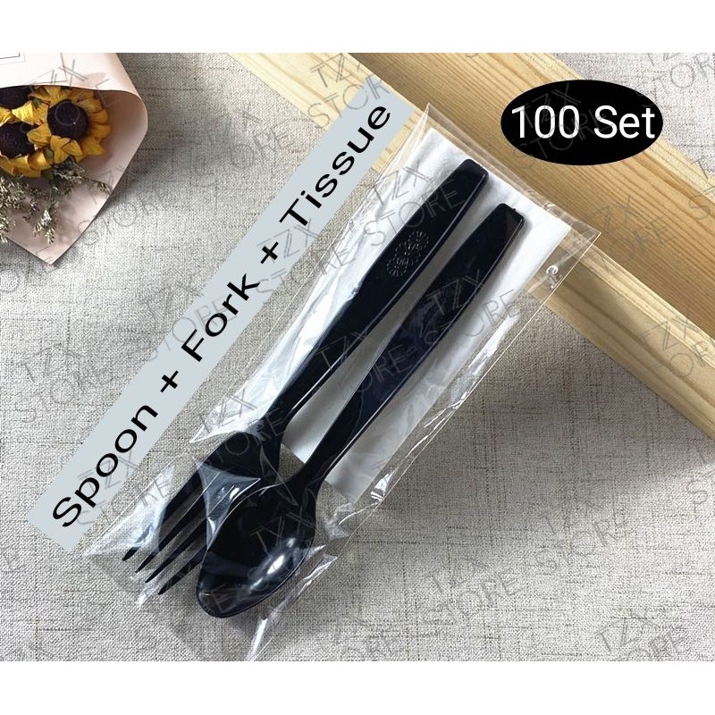 100 Pack x 3 in 1 Disposable Cutlery Sets / Disposable Cutlery Plastic