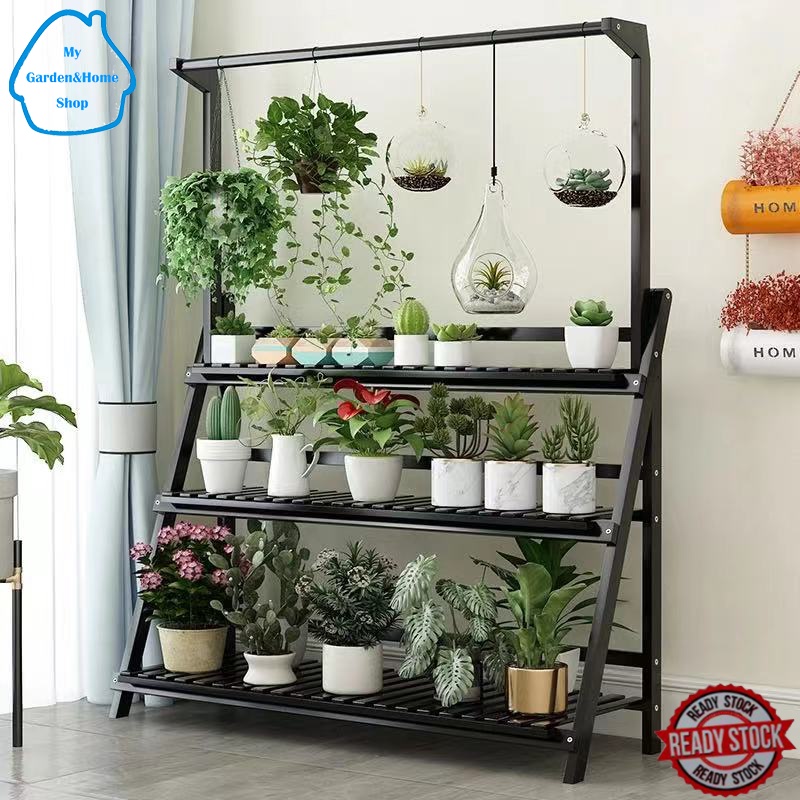 Buy Rak Pasu Bunga Bertingkat Bamboo Flower Garden Rack Rak Pasu Potted Plant Stand Shelve Garden Balcony Outdoor 花架 Seetracker Malaysia