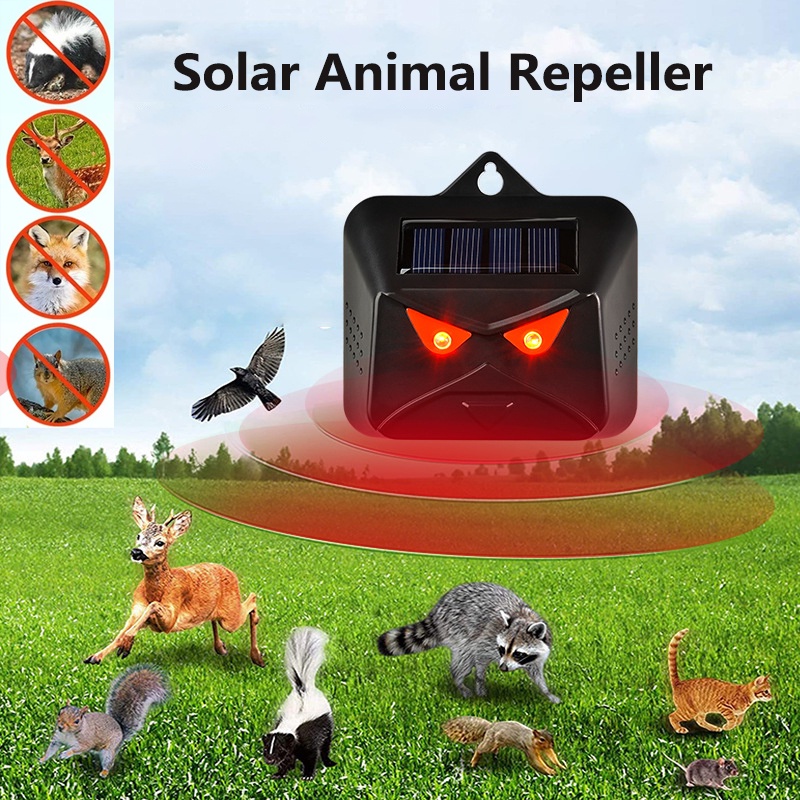 2/4 Pieces Solar Animal Repellent LED Red Light Laser Strobe Outdoor Waterproof Deer Threader