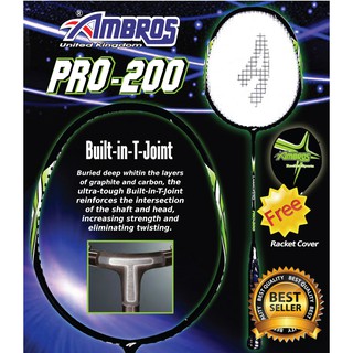 Ambros Pro 200 T Joint Badminton Racket - Green (Suitable for Beginners & Ready to Play)