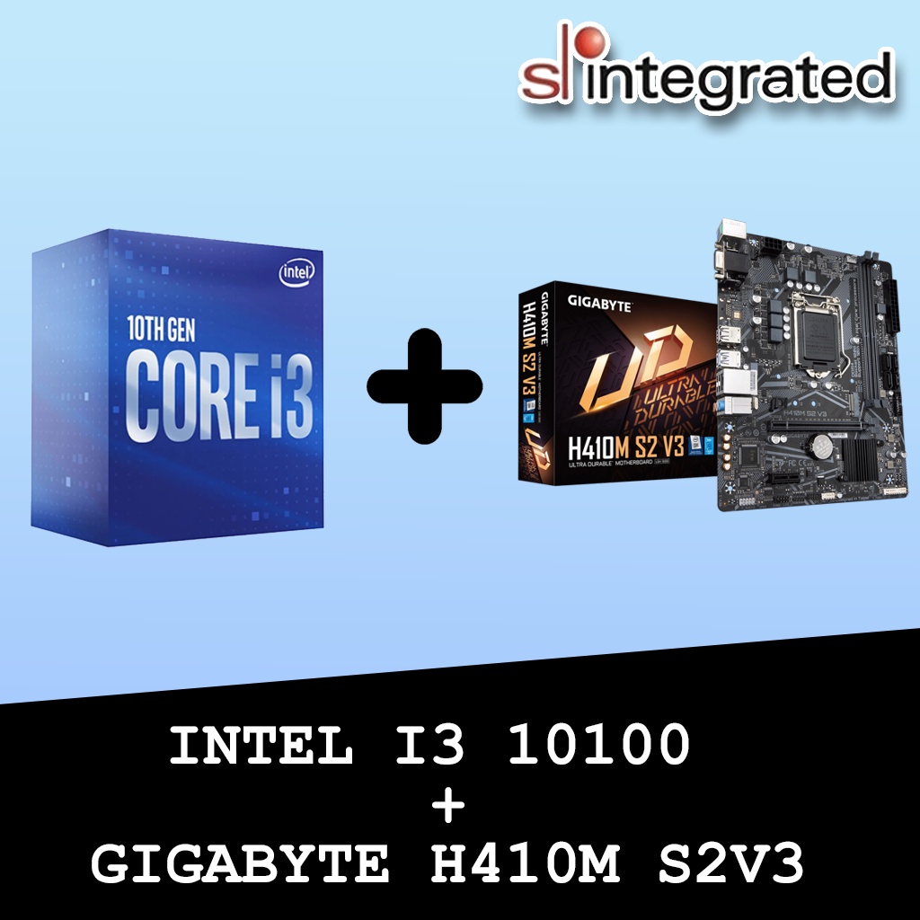 INTEL CORE I3 10100 + GIGABYTE H410M S2V3 MOTHERBOARD BUNDLE DEAL