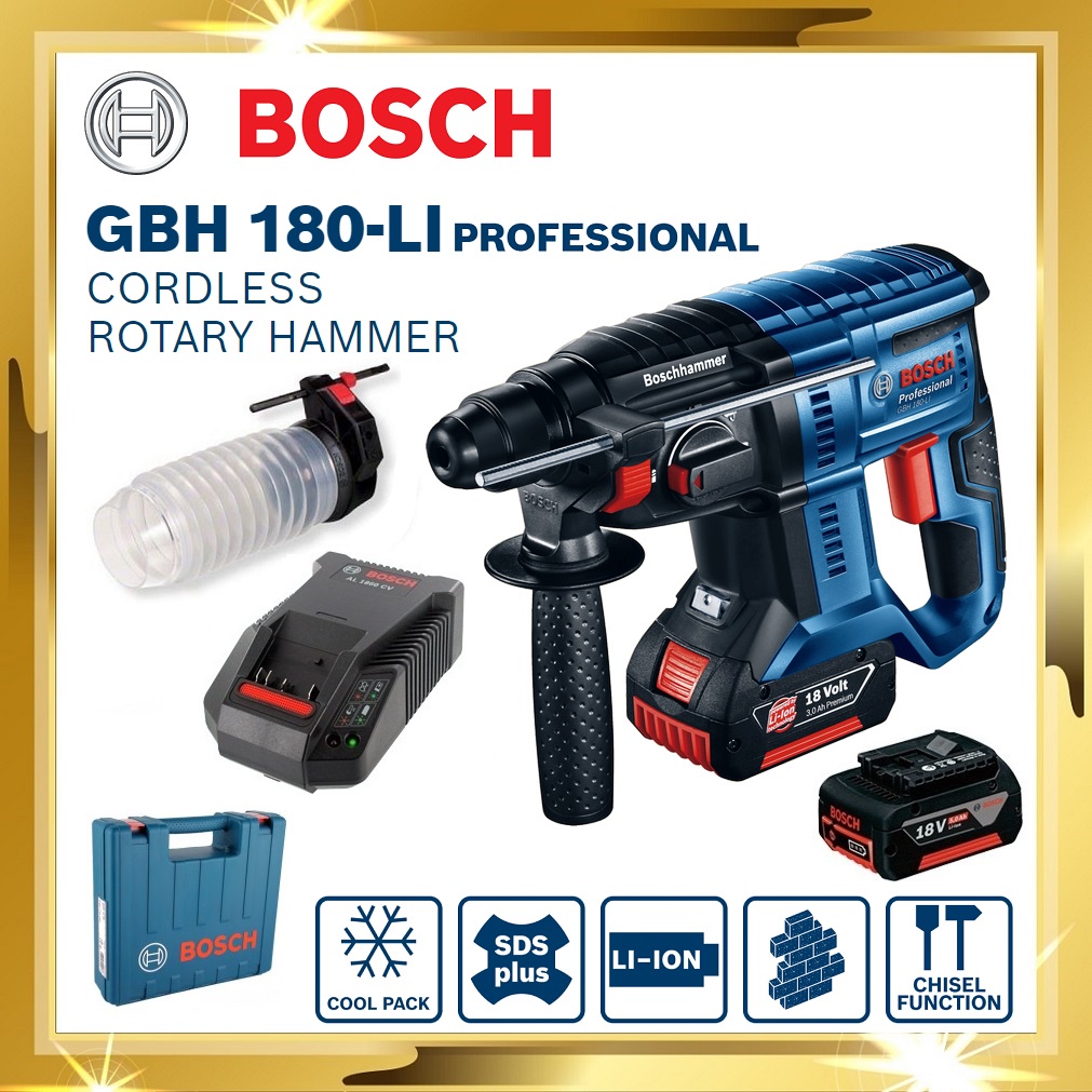 BOSCH GBH 180 LI 18V BRUSHLESS CORDLESS ROTARY HAMMER DRILL GBH 180LI