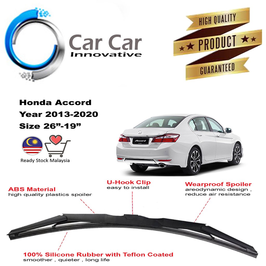 Honda Accord Wiper 2013-2020 Silicone Wiper Blades , Car Windshield ( 1 pair -Size 26"/19 2013 Honda Accord Lx Windshield Wiper Size