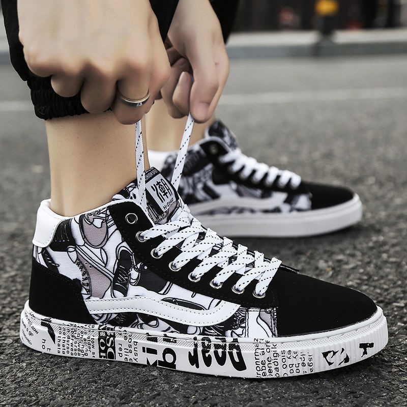 Men's shoes canvas shoes versatile men's casual Korean fashion high top board shoes 2021new summer sports shoes Men's canvas shoes men's shoes various men's Korean fashion ordinary high top board shoe