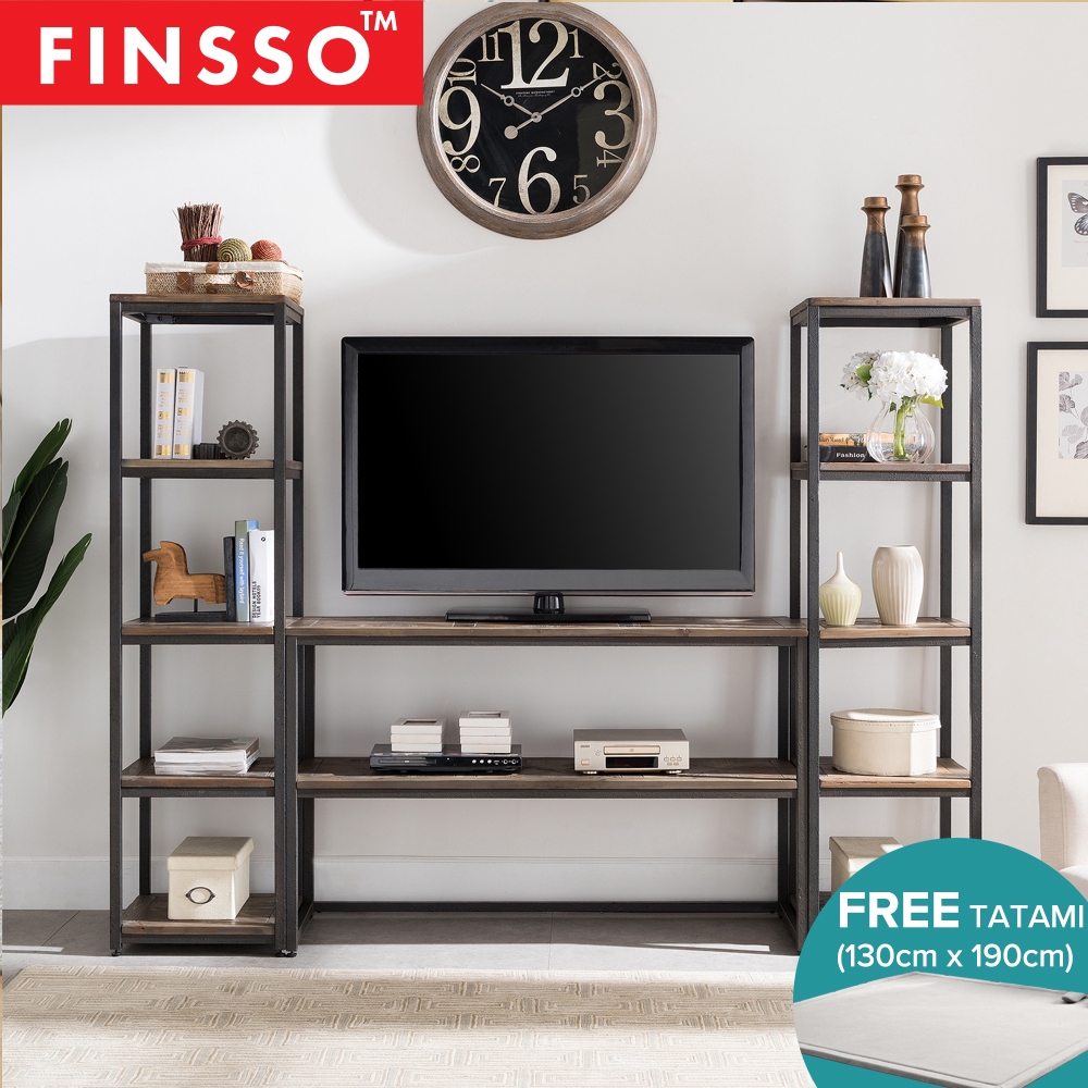 FINSSO: TV Cabinet with Shelf Rack