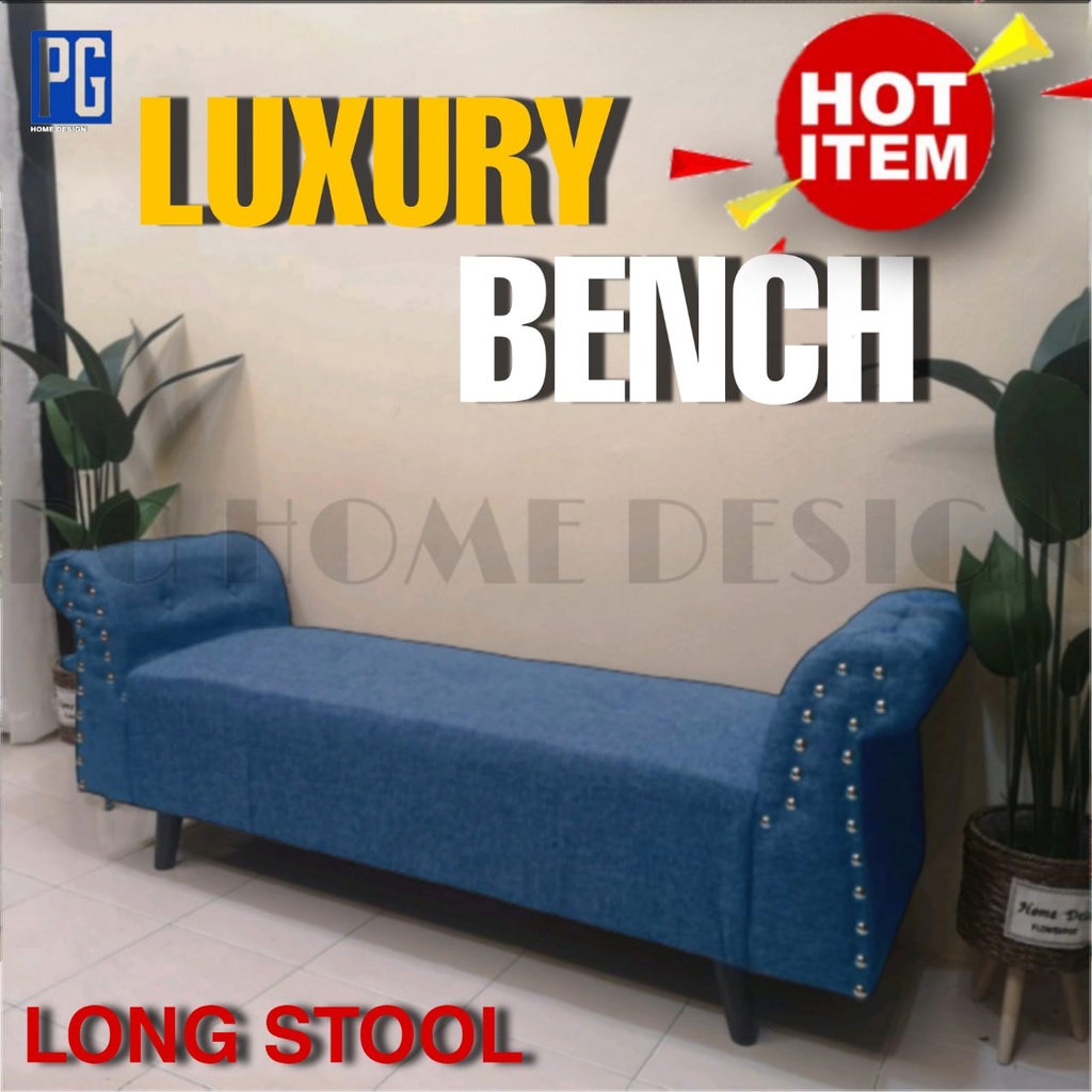 PG HOMELuxury Bench Long Stool Fabric Sofa Living Room Bench Chair
