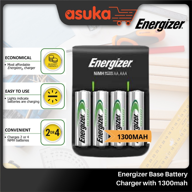 Energizer Base Battery Charger with 1300mah AA 4pc Rechargeable Battery