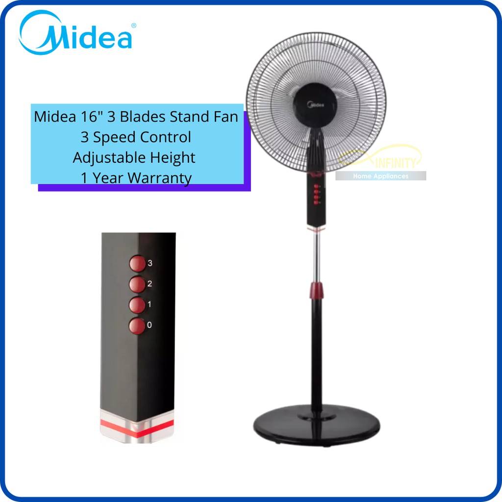 Midea Stand Fan 16 Inch 1 Year Warranty Strong Wind Shopee Malaysia