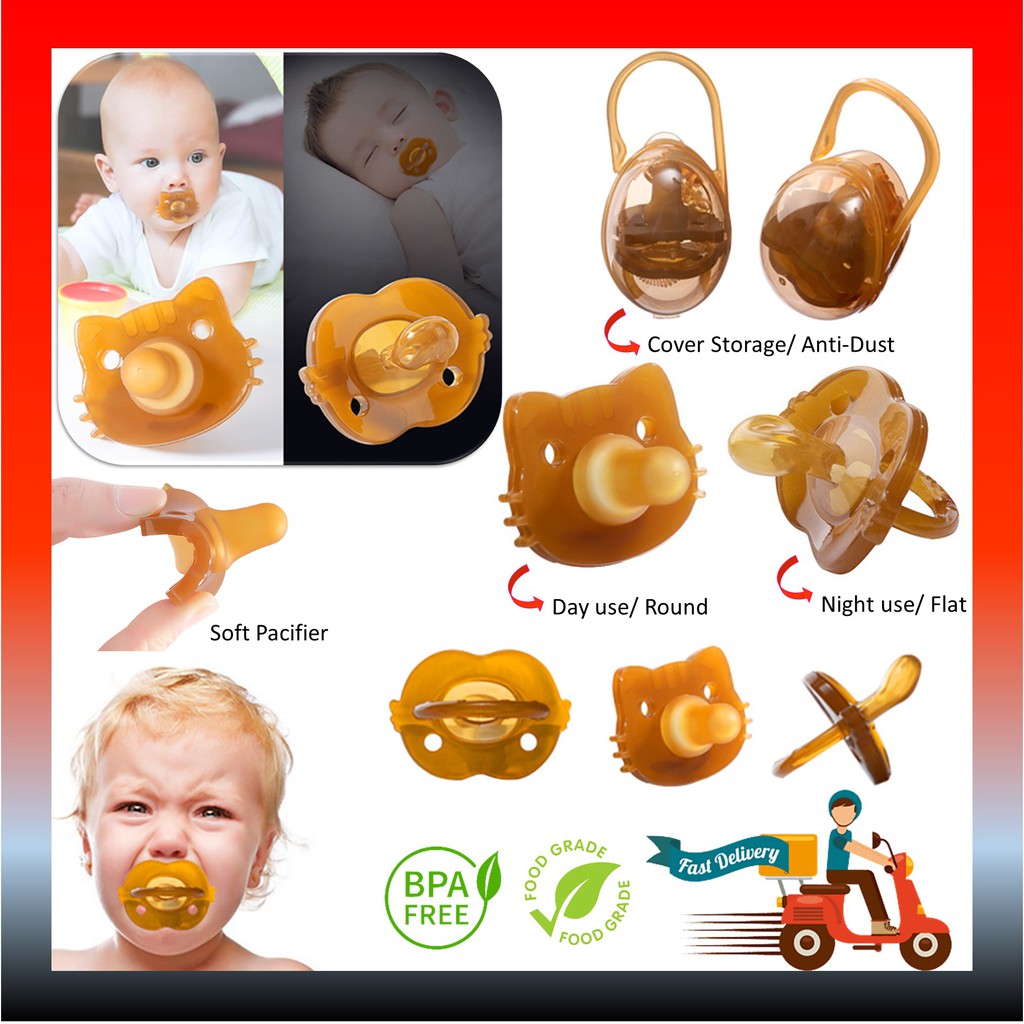 Orthodontics Newborn Baby Pacifier Soother Flat Round Head Transparent
