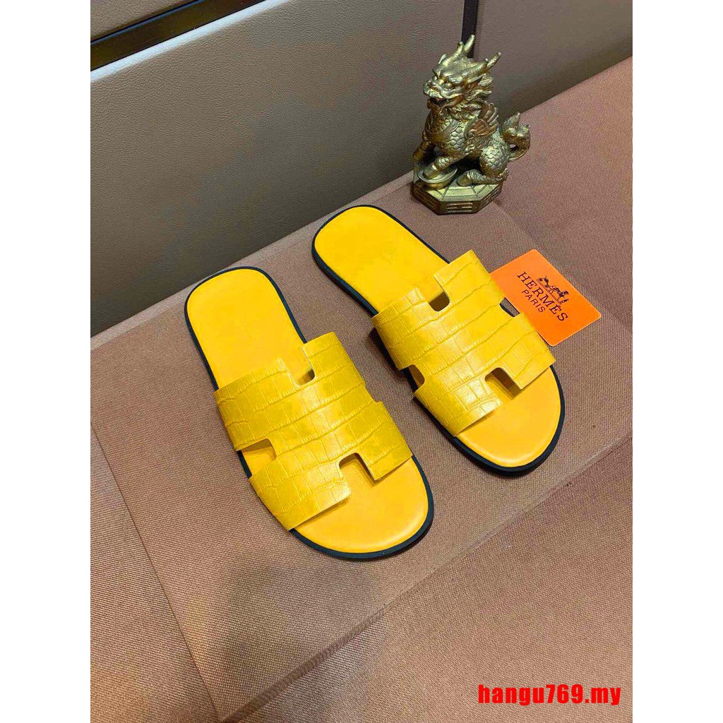 yellow hermes sandals