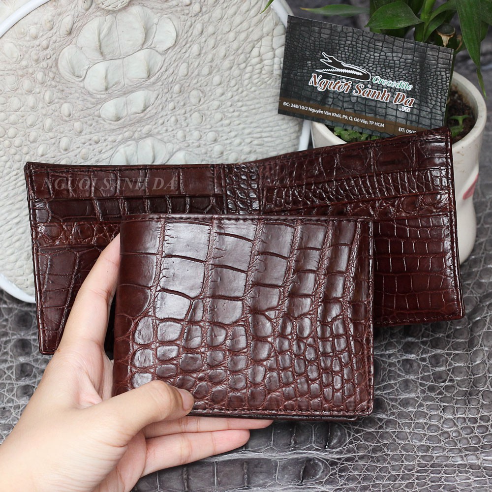Genuine crocodile leather wallet for the Skin, High-quality crocodile's 2-sided stomach - Factory goods,