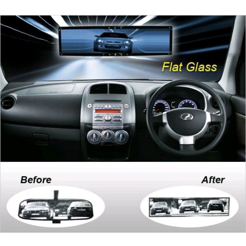 Crystal Car Rear View Flat Mirror (280mm) Shopee Malaysia