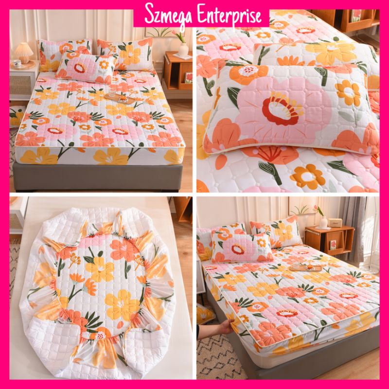 Buy Queen Mattress Protector Quilted Sheets Soft Breathable Dust Cover Fitted Sheet Thickened Cotton Bed Cover Cadar Seetracker Malaysia