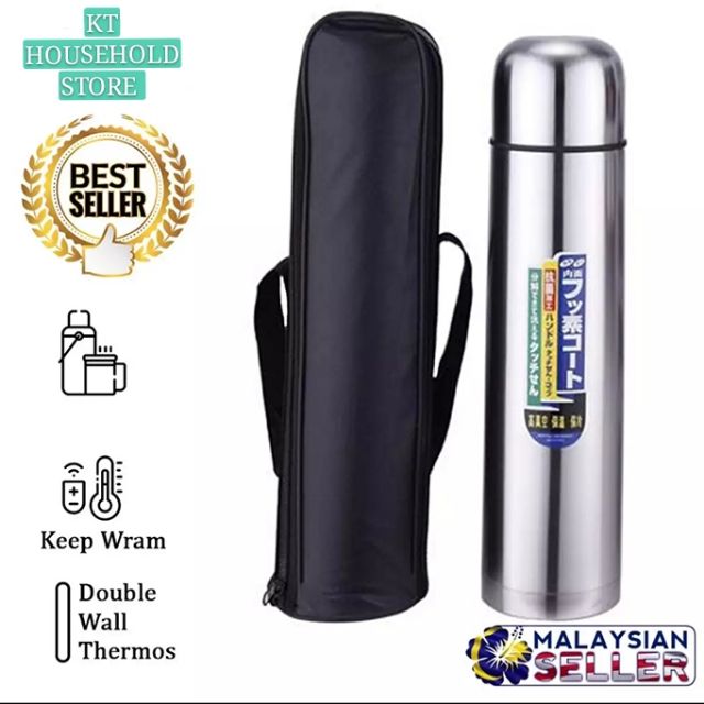 KT WARE 500ml 750ml 1000ml Stainless Steel Thermos  Flask Water Container vacumm Flask with Carry bag