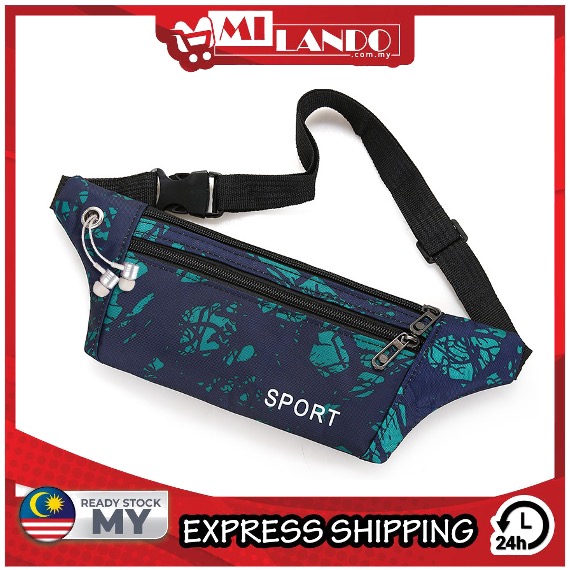 MILANDO Men Sport Nylon Waist Bag Carmo Pocket Travel Bag Beg Pinggang (Type 11)