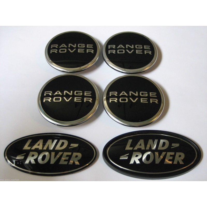Black on Black Set of 4 63mm Land Rover Range Rover Wheel Emblem Center Hub Caps 