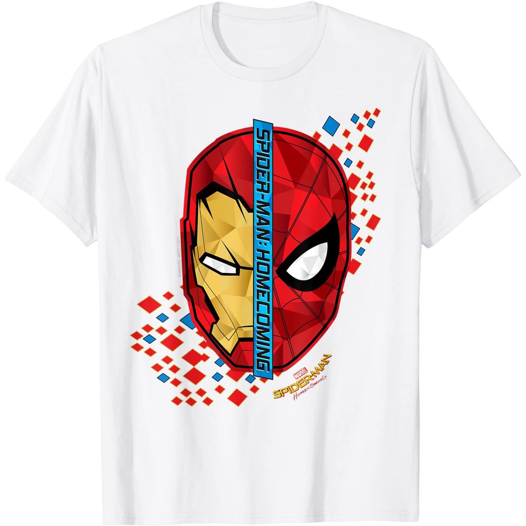 Kids T-Shirt Marvel Spider-Man Homecoming Iron Man Face Split Fashion Clothing Tops Boys Girls Boys Girls Distro Character 1-12 Years Premium