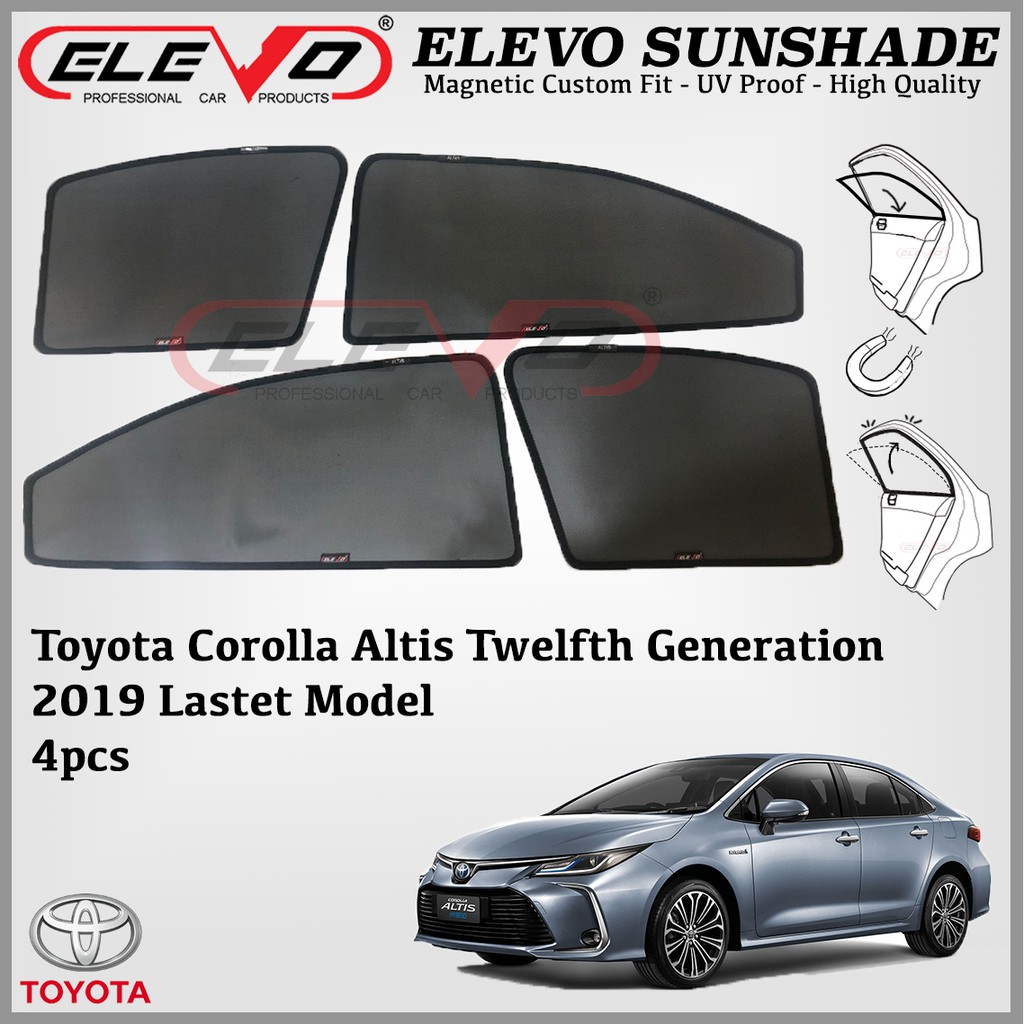 Toyota Corolla Altis 2019 Lastet Model Elevo Magnetic Custom Fit Sunshade Magnet Shade 4pcs