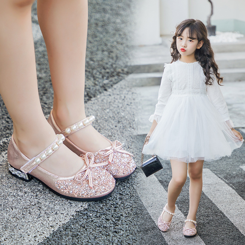 Girls High Heel Shoes Little Girls Leather Shoes Soft Soled Princess Elsa Shoes Children S Crystal Shoes Shining Baby Shoes Shopee Malaysia