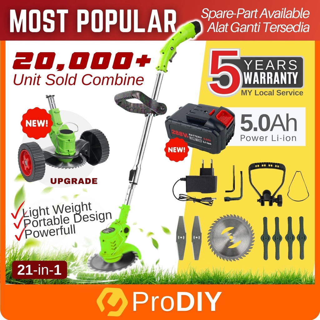 Malaysia Ready Stock Prodiy 12v Lithium Battery Cordless Grass Trimmer