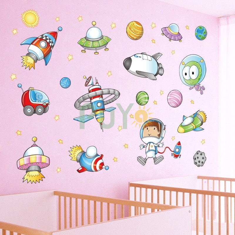 Astronauts Wall Stickers Wardrobe Decal Vinyl Art Bedroom 