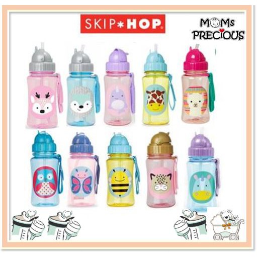 Skip Hop Zoo Straw Water Bottle, 12oz - Extra Straw Included | Shopee ...