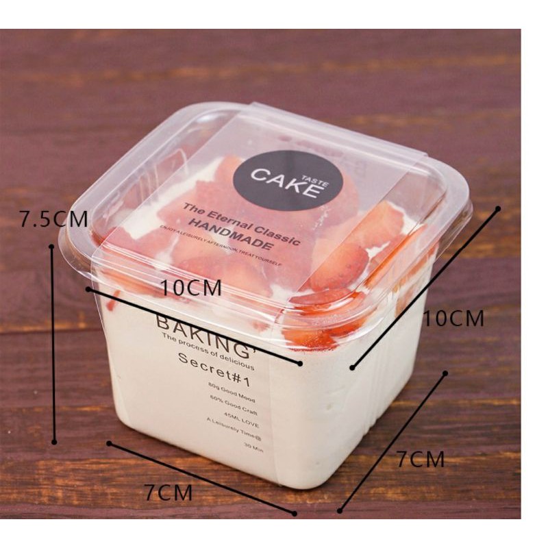 Cake Plastic Container 350ML Square Fruits Cake/Tornado