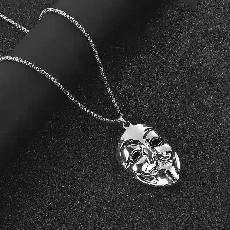 Titanium steel necklace men's and women's hip hop skeleton Necklace Pendant versatile long sweater chain