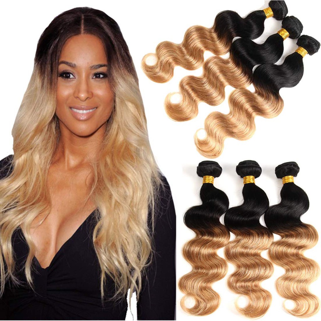 3 Bundles Body Wave Ombre Human Hair Extension 2 Tone Brazilian