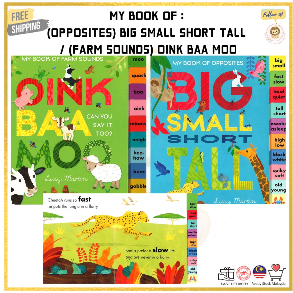 LionMeow MY BOOK OF : (OPPOSITES) BIG SMALL SHORT TALL / (FARM SOUNDS) OINK  BAA MOO / Children Book for age 1 + | Shopee Malaysia