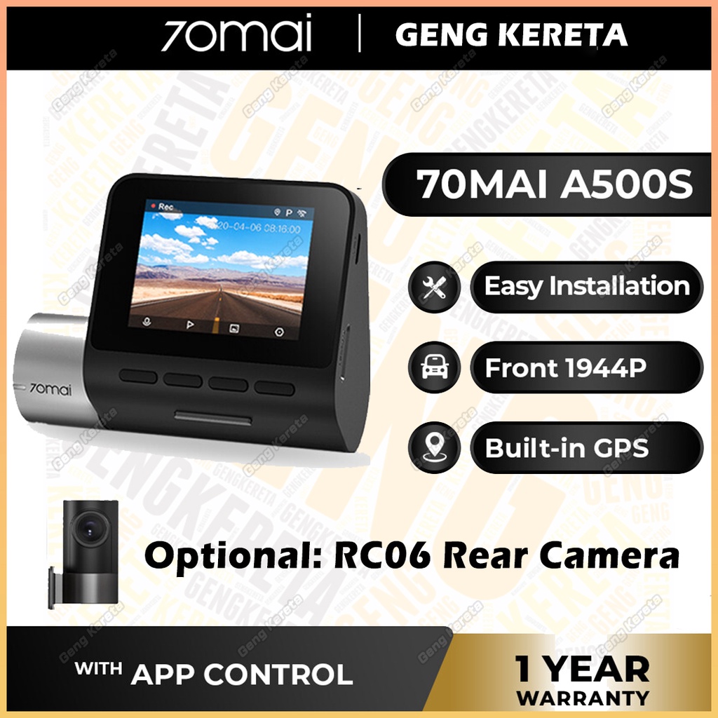 70mai Pro Plus A500S Car Recorder Front n Rear Dashcam RC06 Rear Camera ...