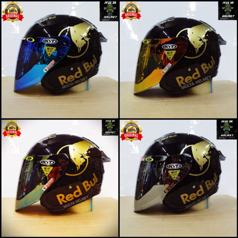 Kyt Kyoto Black Glosy Half Face Helmet (Handsome Package x Redbull ...