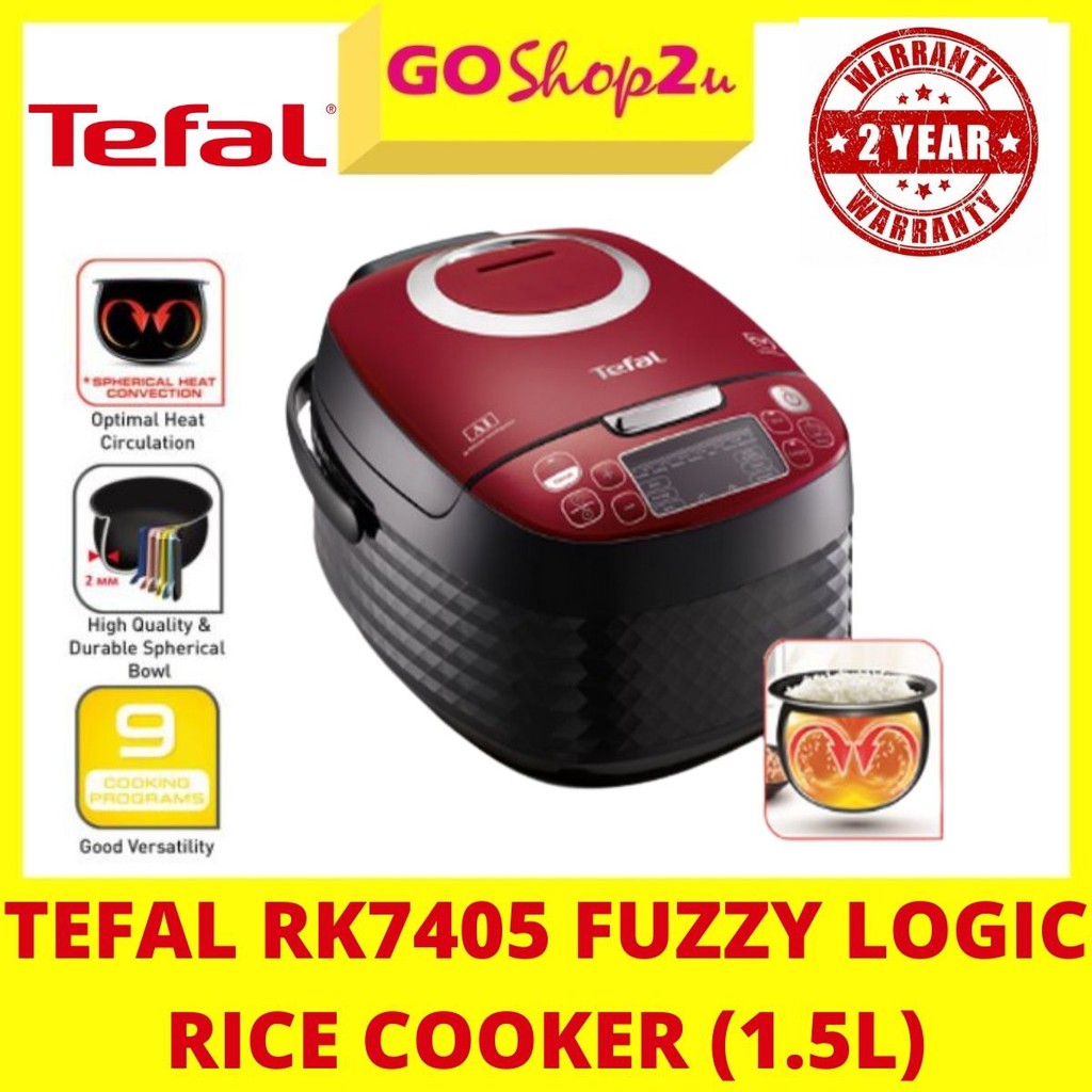 Tefal Fuzzy Logic Spherical Pot Rice Cooker (1.5L) RK7405 Maroon Colour (2 Years Warranty