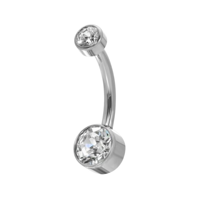 [Attic Piercing] Titanium Bezel CZ Belly Ring