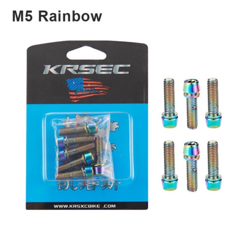 Color : Rainbow 6Pcs Bicycle Water Bottle Cage Bolts M5 x 18mm Screws Titanium with Washers 