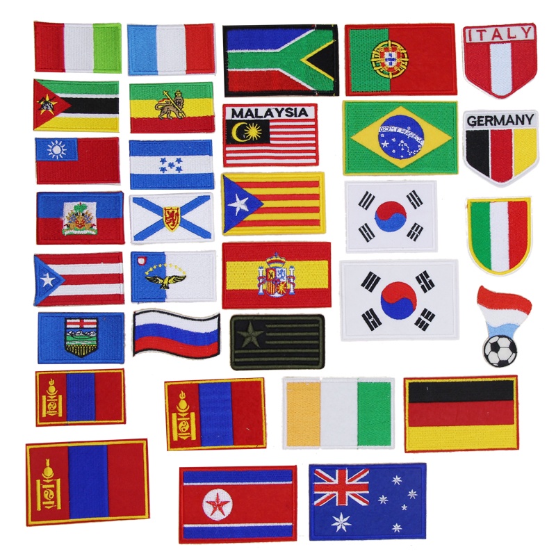 Various Shapes National Flags Team Football Italy Australian Embroidery Cloth Stickers Clothes Badges Armbands Pants Patch Decals Has Adhesive Can Be Ironed Sewn Unique diy Materials Phone Case Decoration