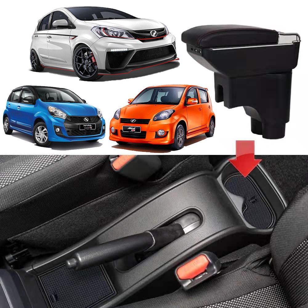 PERODUA MYVI KING OF THE ROAD Leather 7USB Charging Port Arm Rest ...