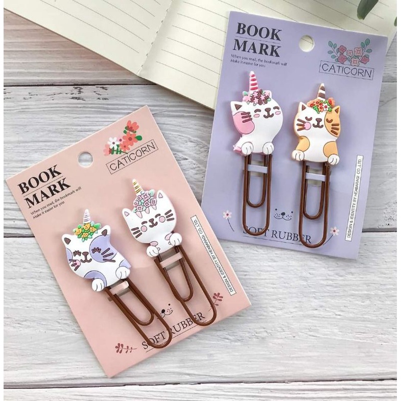Bookmark Paper Clip Soft Rubber Bookmark Metal Book Mark Penanda Buku
