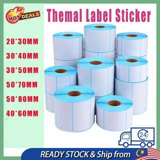 Thermal Paper  Sticker Label thermal printer Pelekat/热敏标签 20*30mm, 30*40mm, 30*50mm, 50*80mm, 40*60mm, 50*70mm