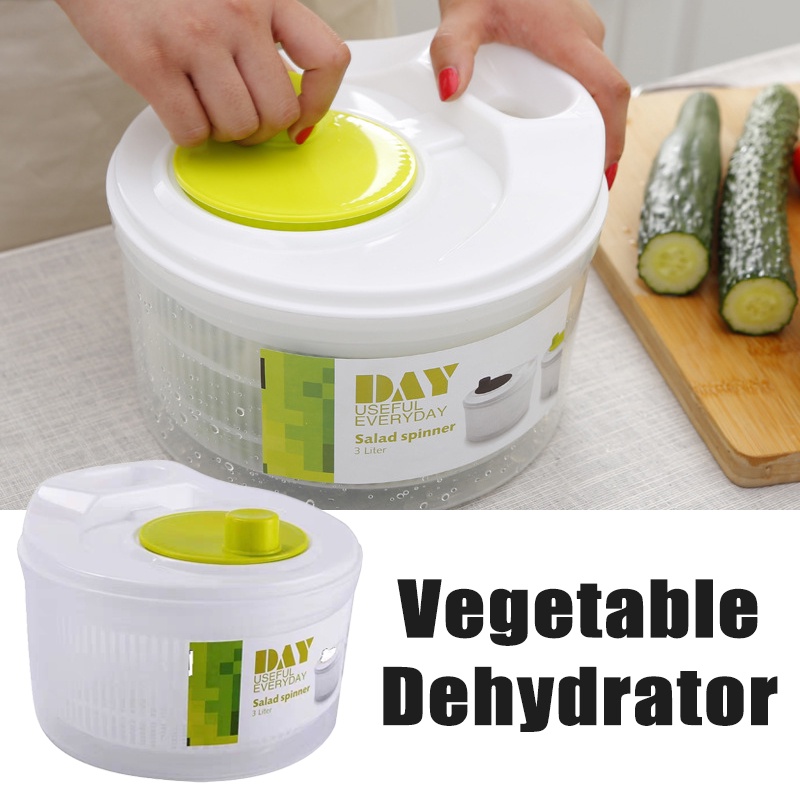 Household Salad Rotary Water Shaker / Manual Greens Dehydrator / Vegetables Drain Crisper Kitchen Accessories