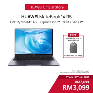 HUAWEI MateBook 14 R5 Laptop | 8GB + 512GB | AMD Ryzen™ 5 4600H processor | FREE Backpack