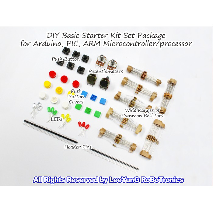 Arduino Starter Kit Package with Resistors LEDs Potentiometers Button