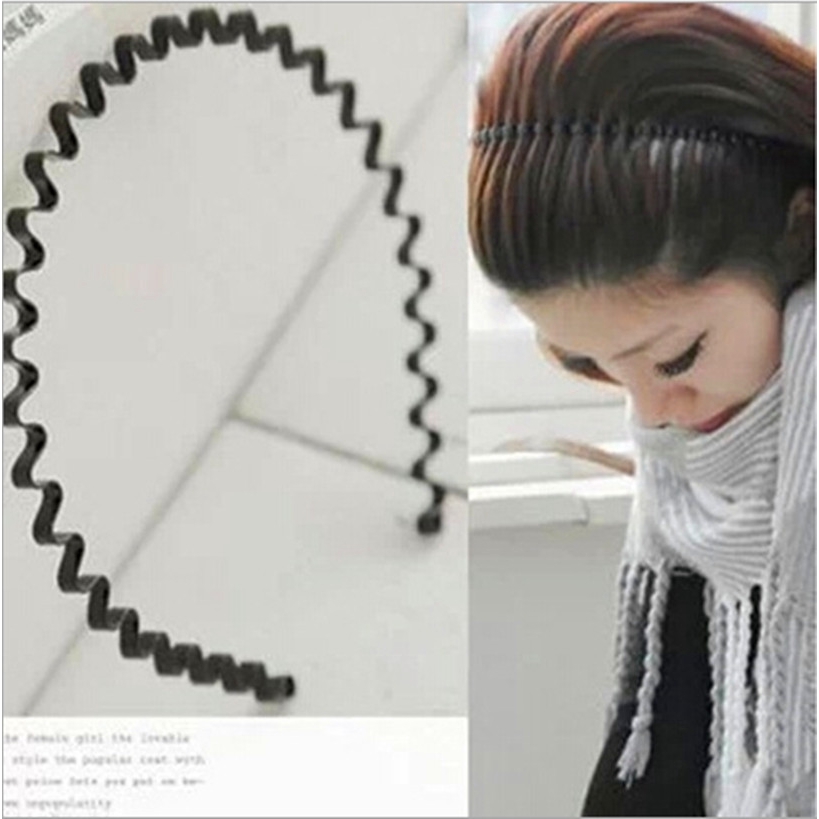 Unisex Black Hair Bands Metal Wavy Headbands Hairbands Hair