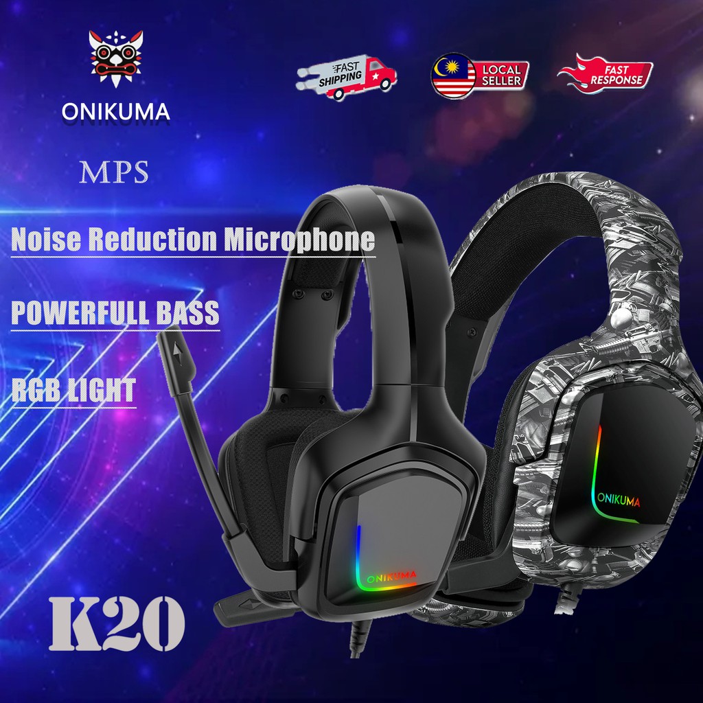 ONIKUMA K20 head-mounted camouflage RGB lighting game headset with microphone for PC mobile phone PS4 Xbox