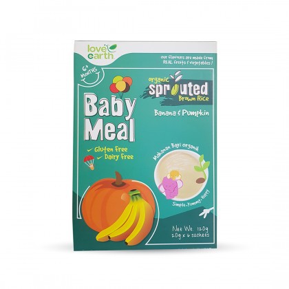 Love Earth Organic Sprouted Brown Rice Baby Meal - Banana and Pumpkin 乐儿有机宝宝米糊 - 香蕉 & 南瓜味 120g