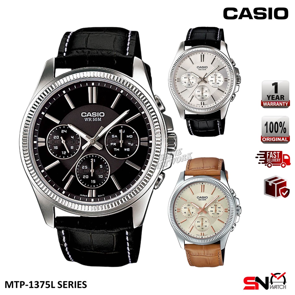 Casio MTP1375L Multi Hands Fluted Bezel Quartz Analog Stainless Steel