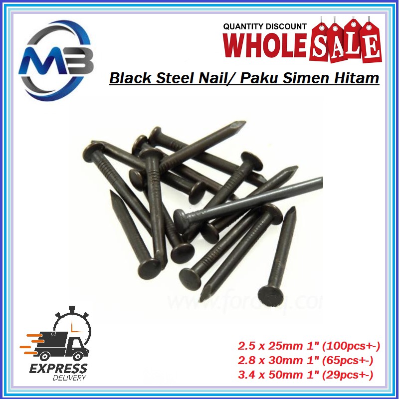 Black Steel nail Paku simen  Hitam 100gm Shopee Malaysia