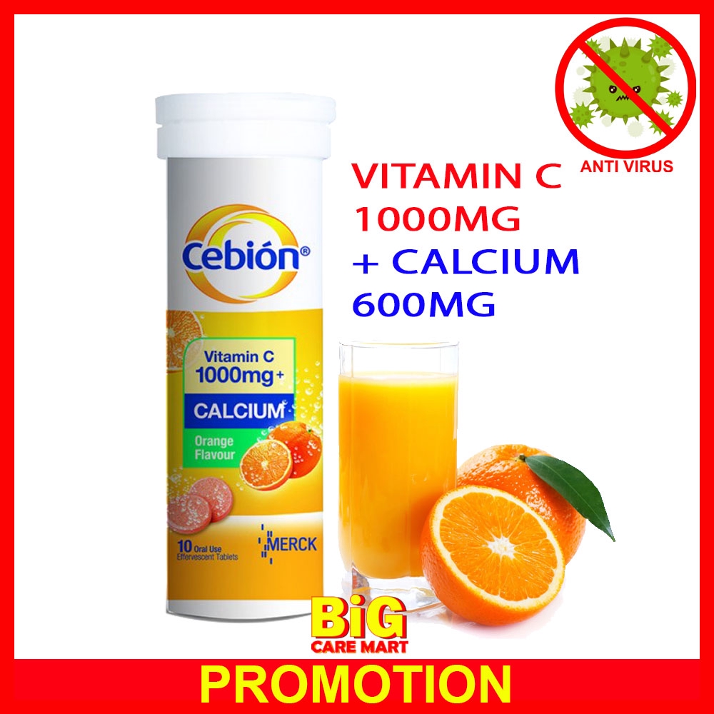 Cebion Vitamin C Effervescent 1000mg + Calcium 10's ...