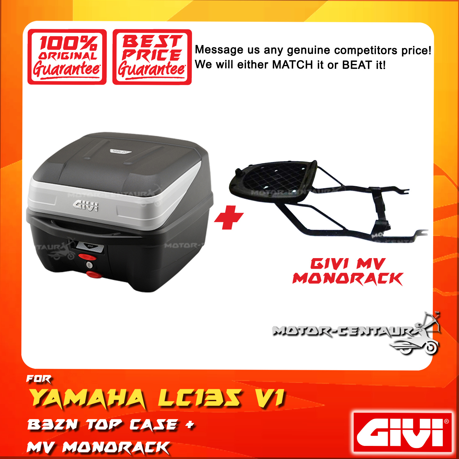 SET KOMBO KOTAK  BOX  GIVI B32N TOP CASE GIVI YAMAHA LC135 